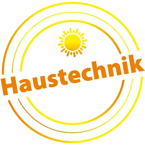 Logo mit Schriftzug "Haustechnik" und einer Sonne.